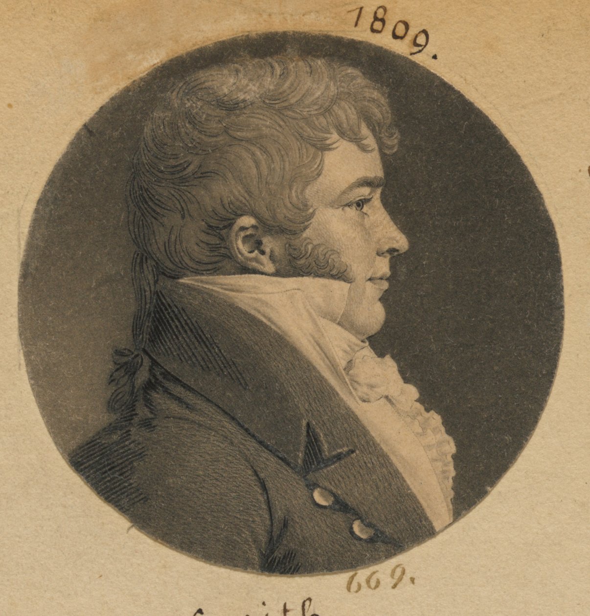 Uidentifisert mann av Charles Balthazar Julien Févret de Saint-Mémin