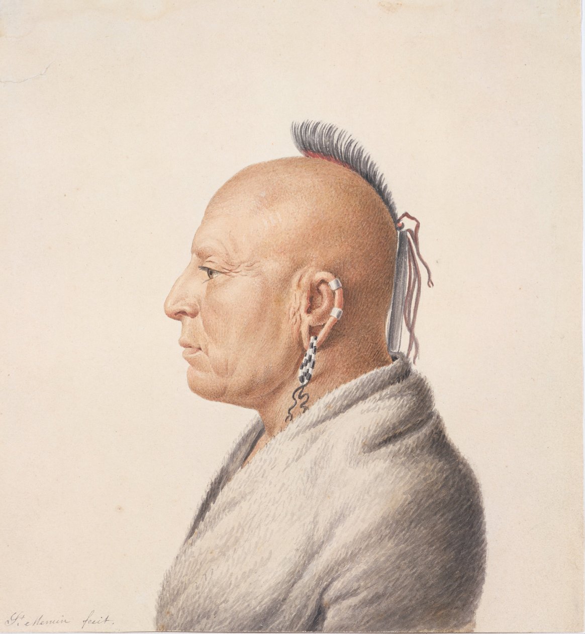 Osage Warrior, 1805-7. av Charles Balthazar Julien Févret de Saint Mémin