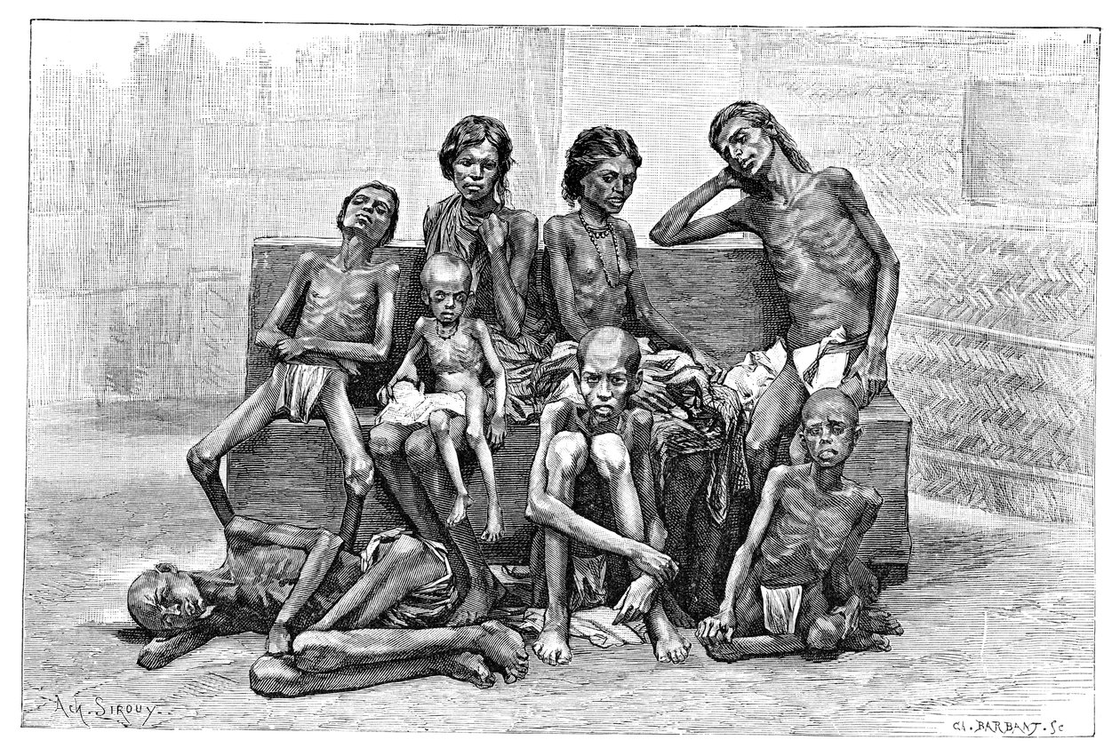Hungersnødsofre, India, 1895. av Charles Barbant