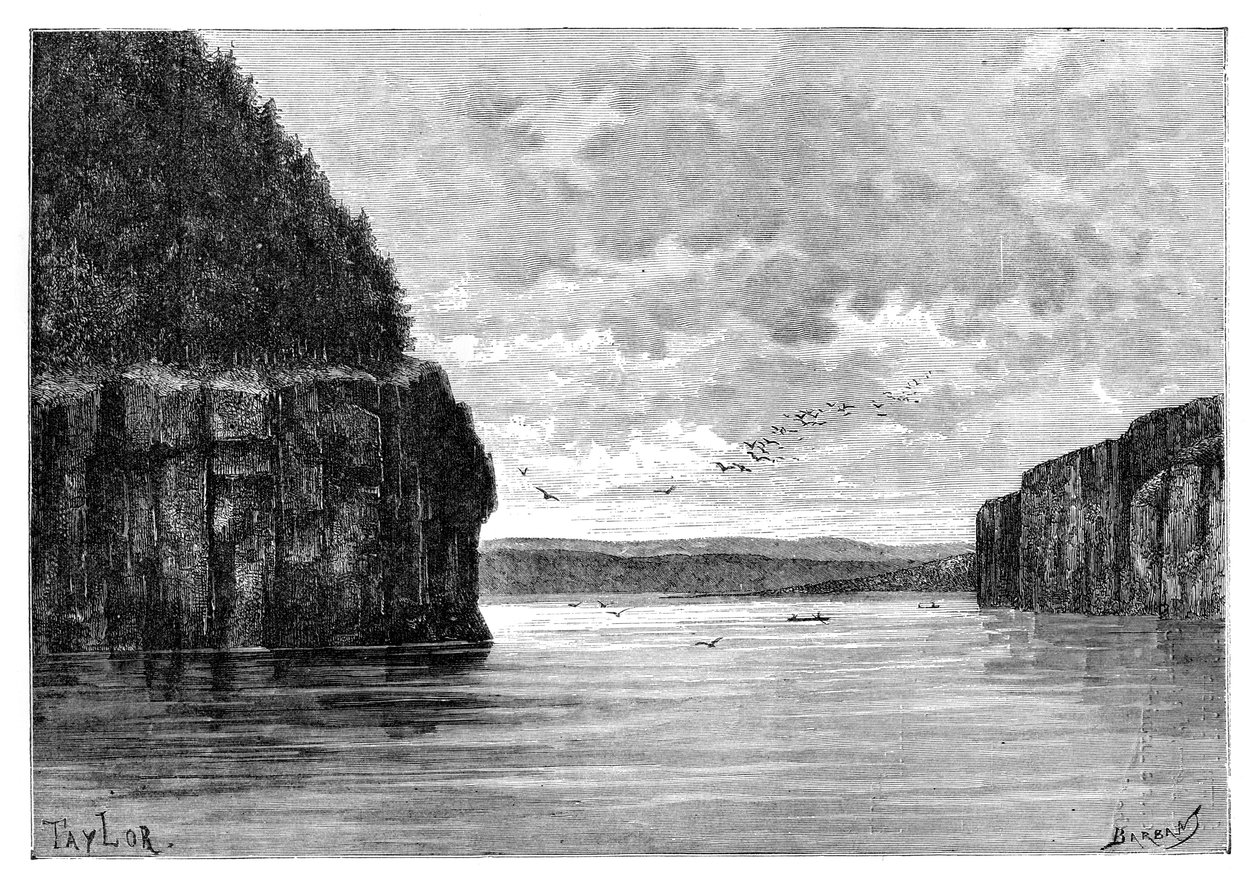 Angara-elven, under Padunskiy-strykene, Sibir, Russland, 1895. av Charles Barbant