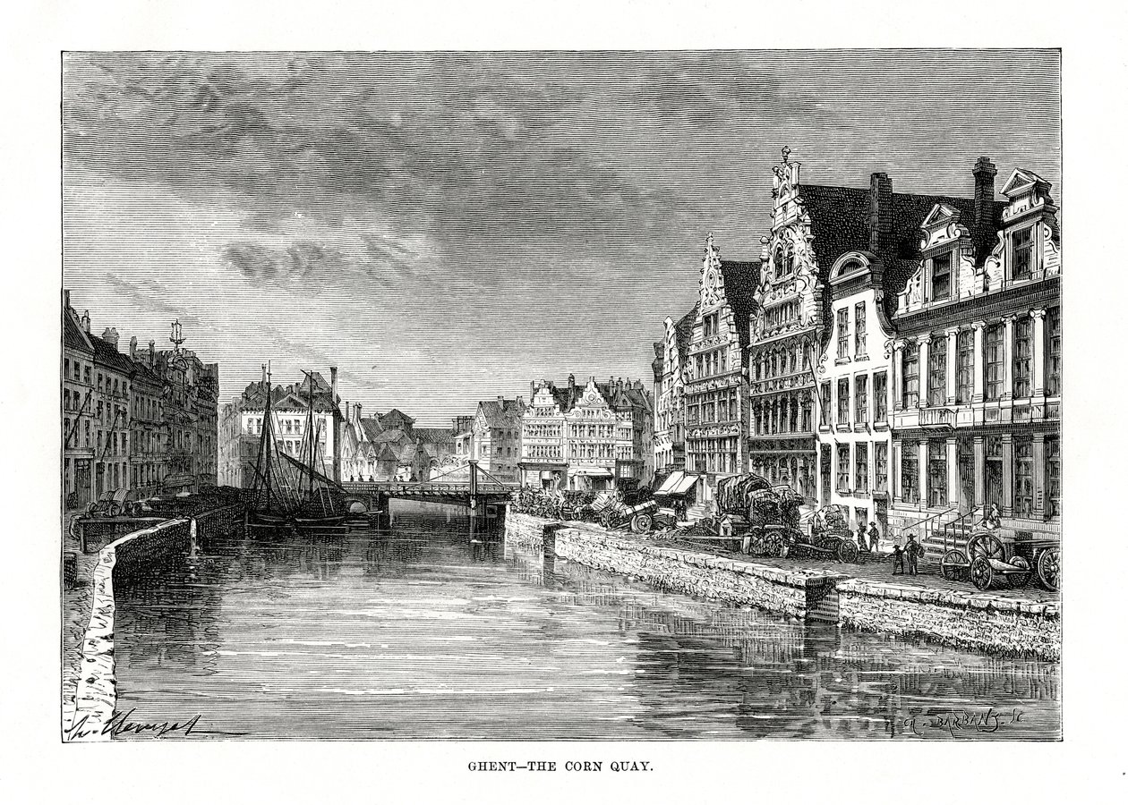 Corn Quay, Gent, Flandern, Belgia, 1879 av Charles Barbant