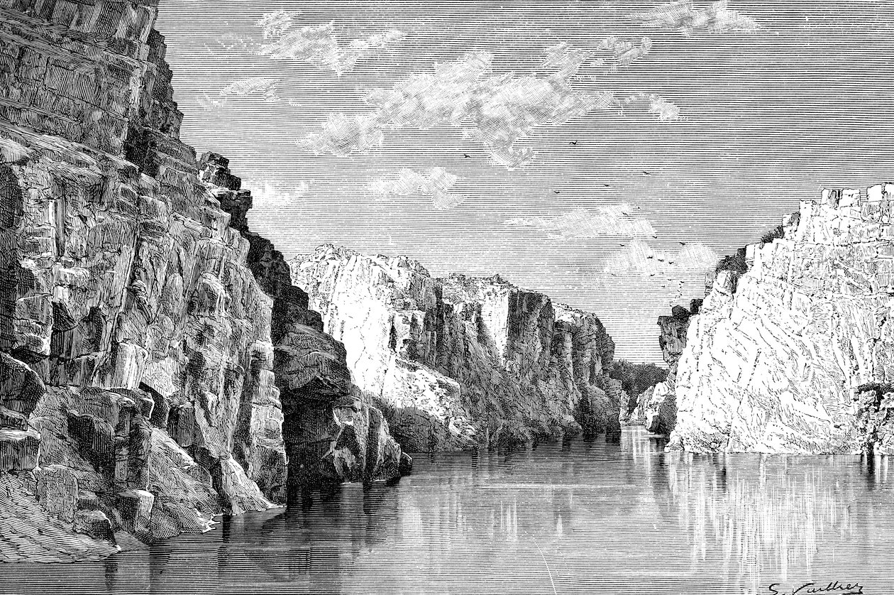 The Gorge of the Marble Rocks, India, 1895. av Charles Barbant