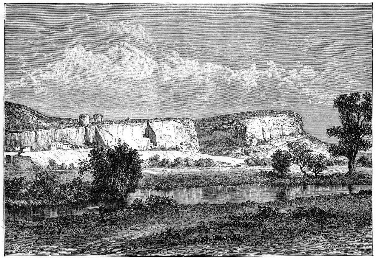Bergartene i Inkerman, Krim, Ukraina, 1800-tallet. av Charles Barbant