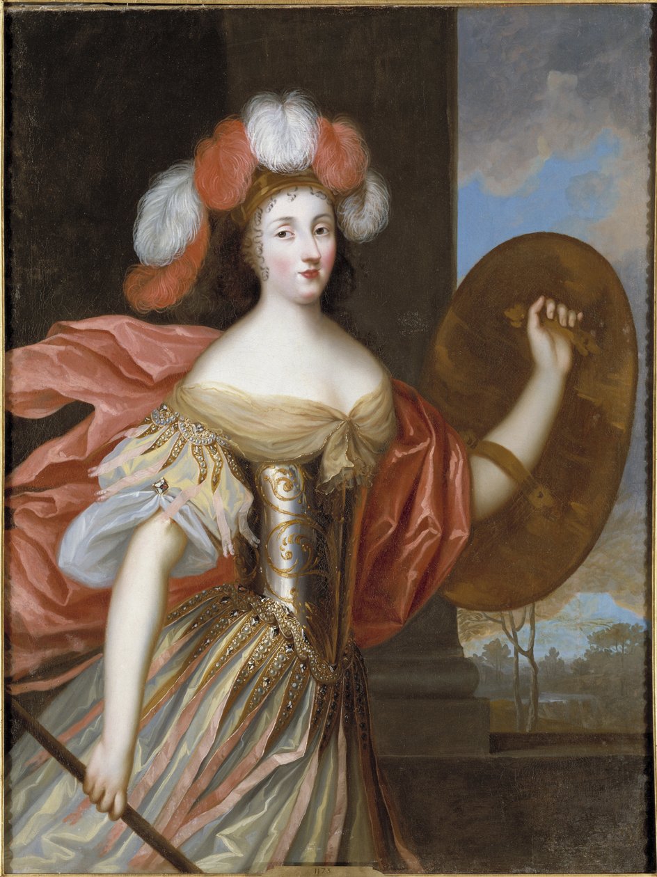 Olympe Mancini, grevinne av Soissons og Athena - Portrett av Olympia Mancini (1638-1708), grevinne av Soissons som Athena, av Beaubrun, Charles (1604-1692). Olje på lerret. Mål: 130x99 cm. Nationalmuseum Stockholm av Charles Beaubrun