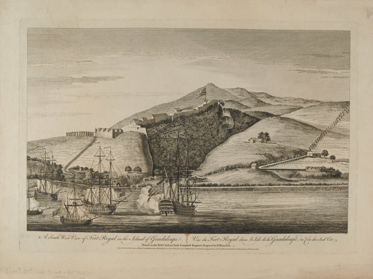 ?A South View of Fort Royal på øya Guadaloupe?, 1759 ca av Charles Benazech