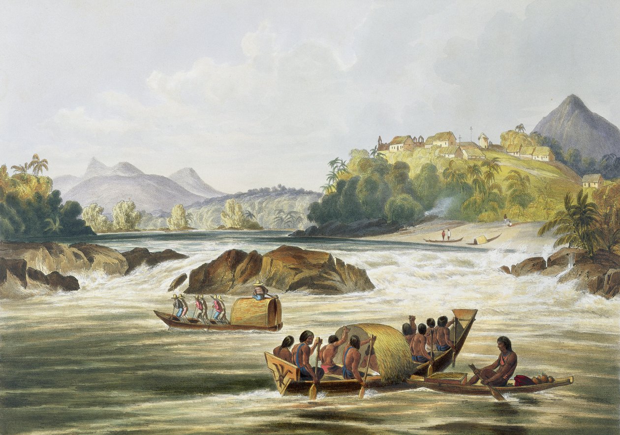 Det brasilianske Fort St. Gabriel på Rio black, fra 'Views in the Interior of Guyana', gravert av puben George Barnard (fl.1832-90). av Ackermann, 1840 av Charles Bentley