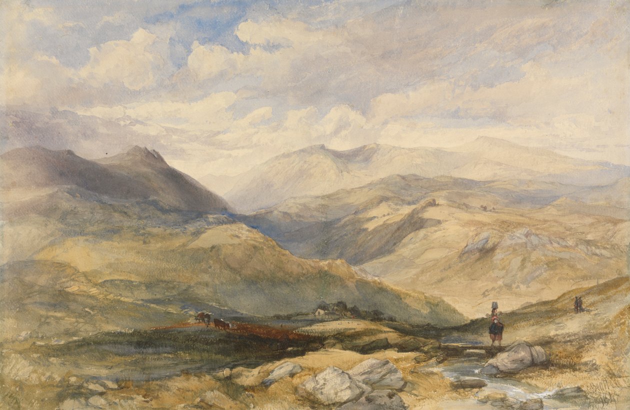 Høylandslandskap med figurer av Charles Bentley