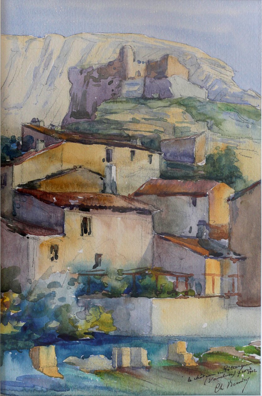 Petrarch Castle - Vaucluse (akvarell) av Charles Bernier