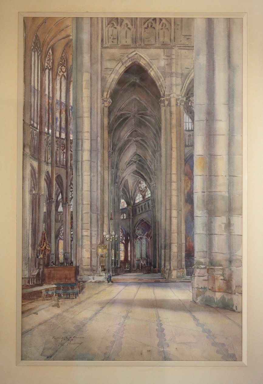 Interiør i Beauvais-katedralen, ca. 1896 (akvarell) av Charles Bernier