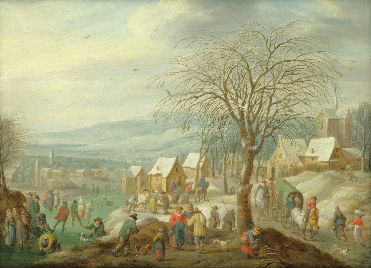 Et landsbyens vinterlandskap av Charles Beschey