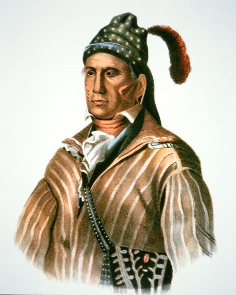 Menawa, sjef for Creek-folket, fra et maleri fra 1826 (farge litho) av Charles Bird (after) King