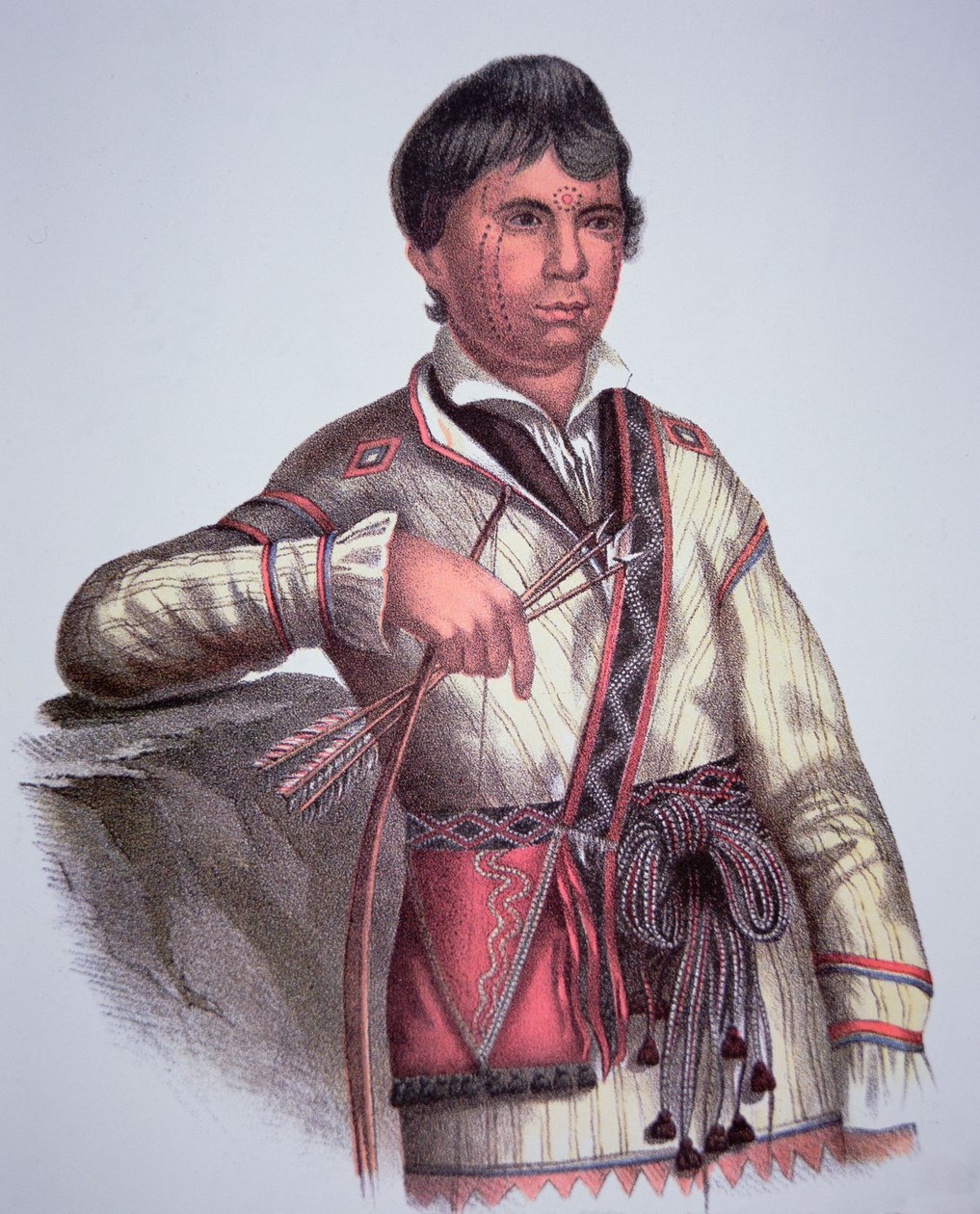 Mistippee, sønn av Yoholo-Micco, sjef for Creek People, fra maleri av 1826 (farge litho) av Charles Bird (after) King