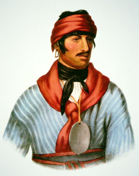 Selocta, en sjef for Creek-folket, fra et maleri fra 1825 (fargelitho) av Charles Bird (after) King