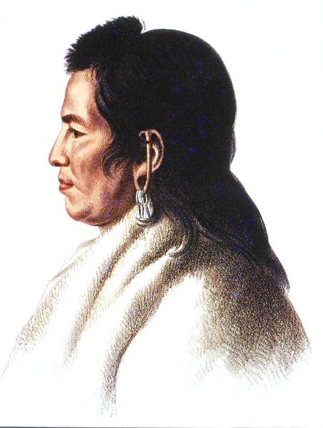 Shahaka (Big White) sjef for Mandan-folket (farge litho) av Charles Bird (after) King