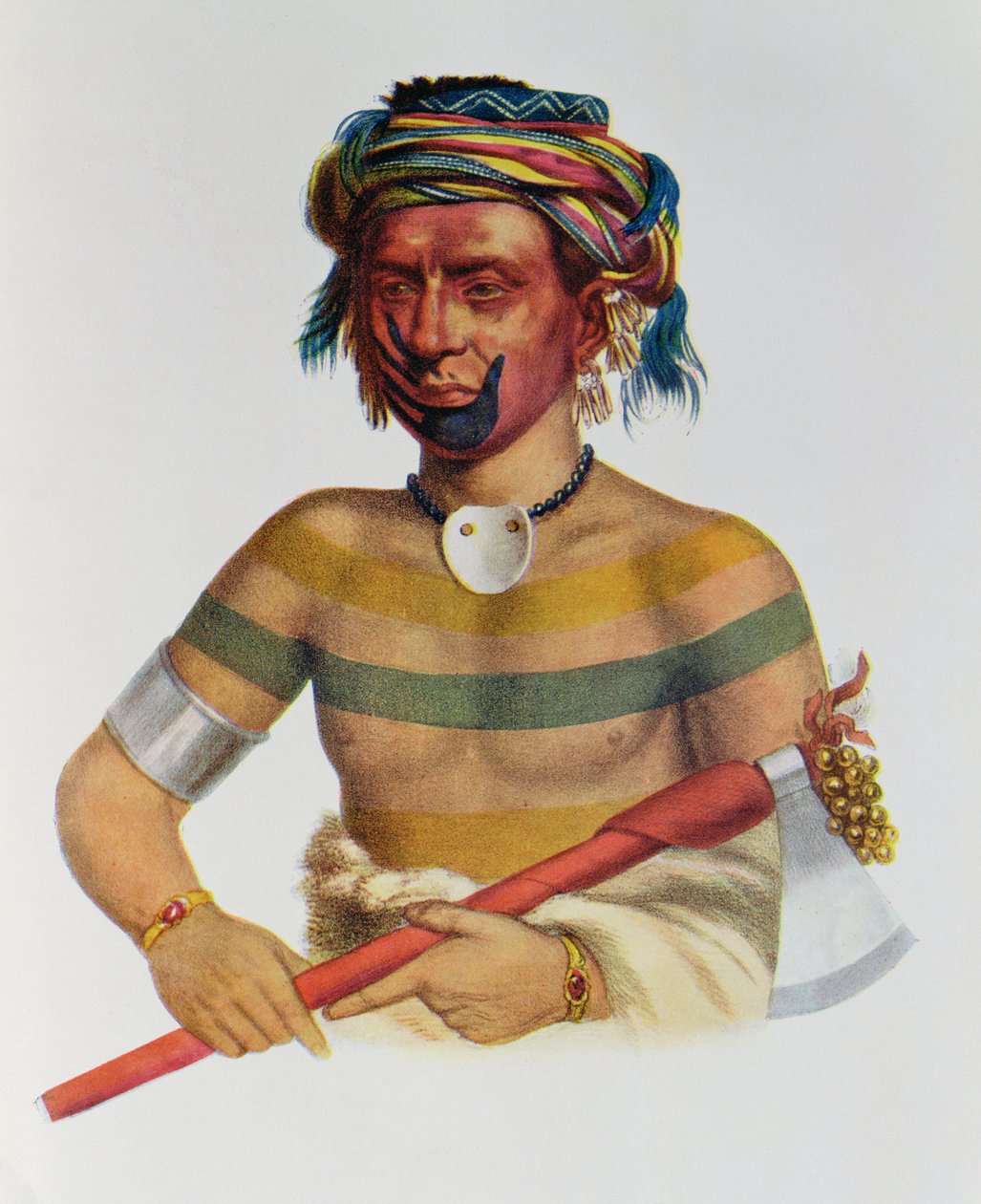 Shau-Hau-Napo-Tinia, en Iowa-sjef, 1837, illustrasjon fra 