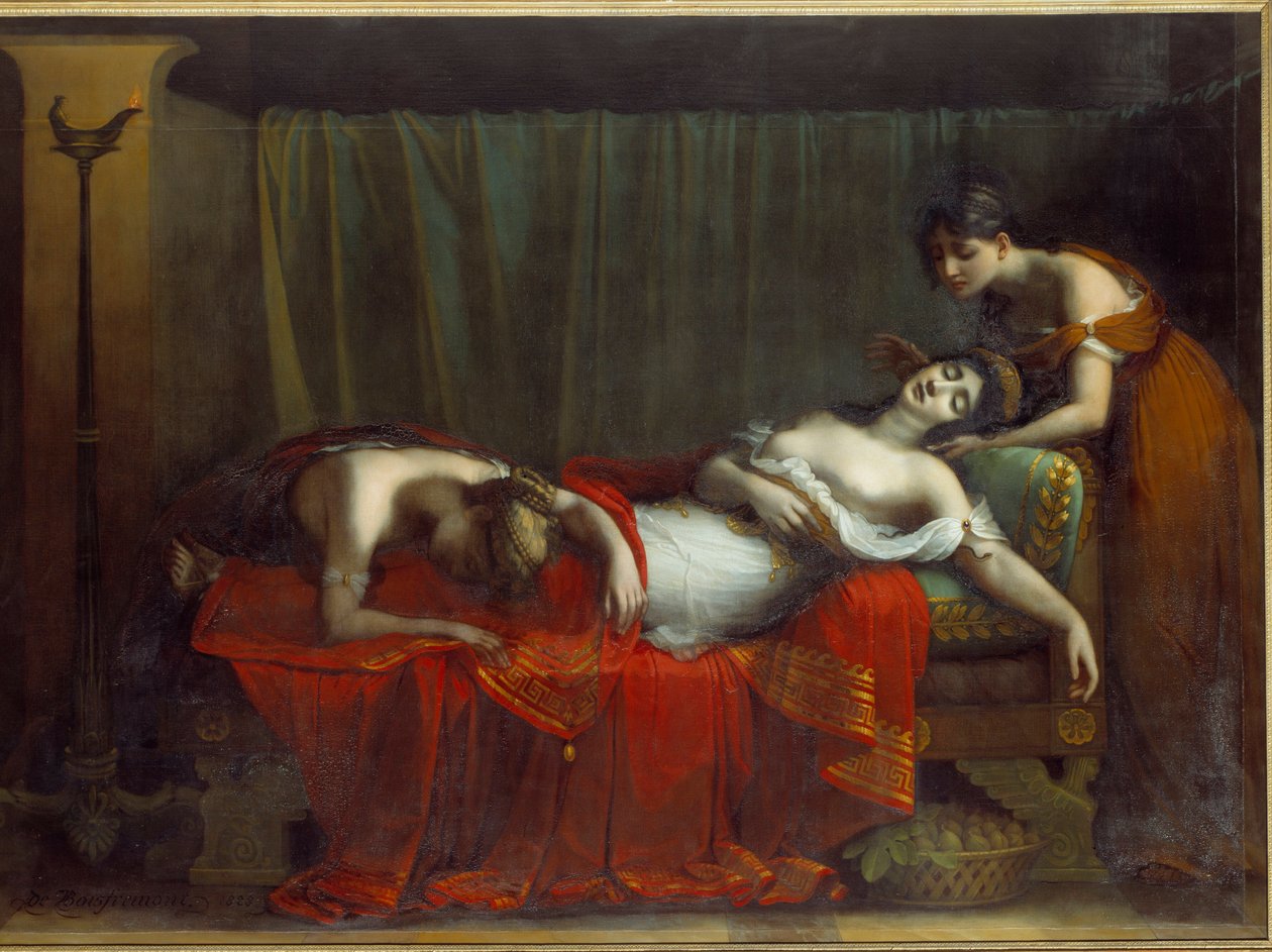 Cleopatres død. Maleri av Charles Boulanger de Boisfremont (1773-1838) av Charles Boulanger de (after) Boisfremont