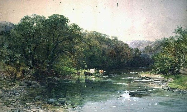 On the Dee, Nord-Wales: Storfedrikking av Charles Branwhite