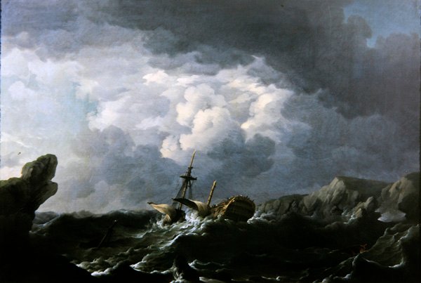 Vraket av HMS Lichfield utenfor kysten av Marokko, 29. november 1758 (olje på lerret) av Charles Brooking
