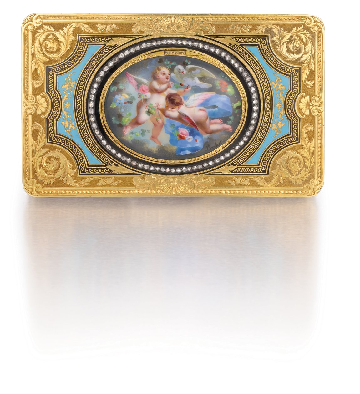 Syngende fuglekasse, ca. 1840 (gull, diamanter og emalje) av Charles Bruguier
