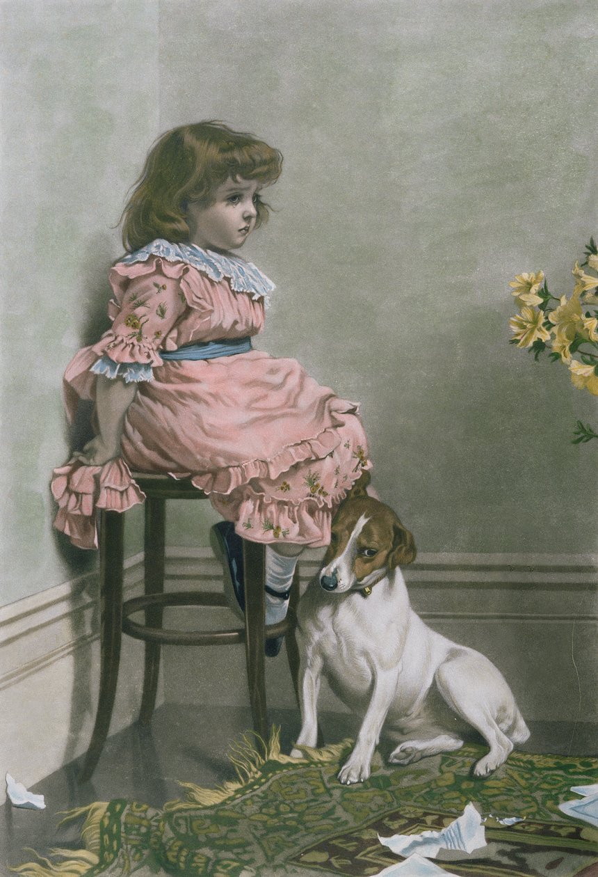 I Disgrace, mezzotint av F. Stacpoole, med håndfarging, pub av Thomas McLean, 1887 av Charles Burton