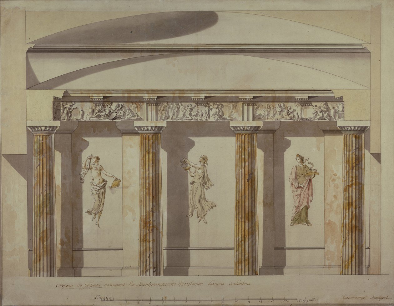 Design for det store kabinettet i Pavlovsk-palasset, tidlig på 1780-tallet av Charles Cameron