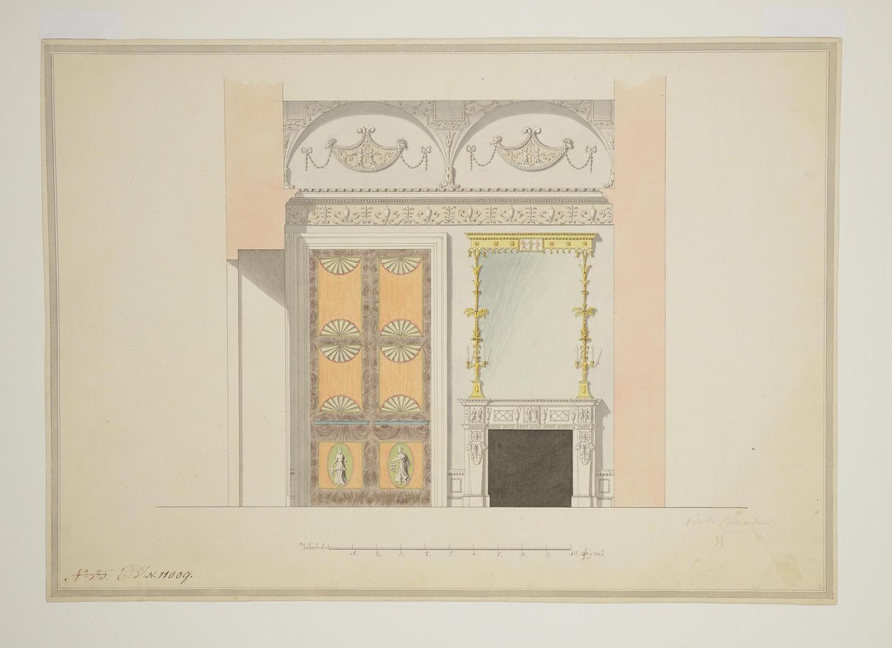 Design av kabinettbiblioteket, tidlig på 1780-tallet av Charles Cameron