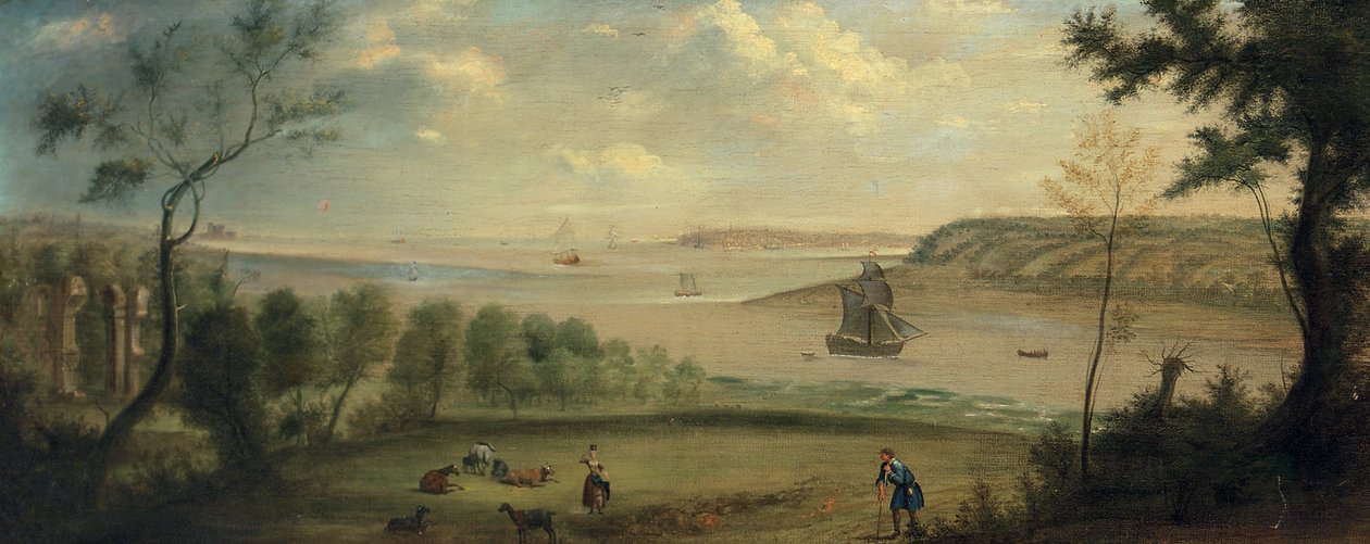 En reisende som hviler på eiendommen til Broke Hall, Suffolk av Charles Catton