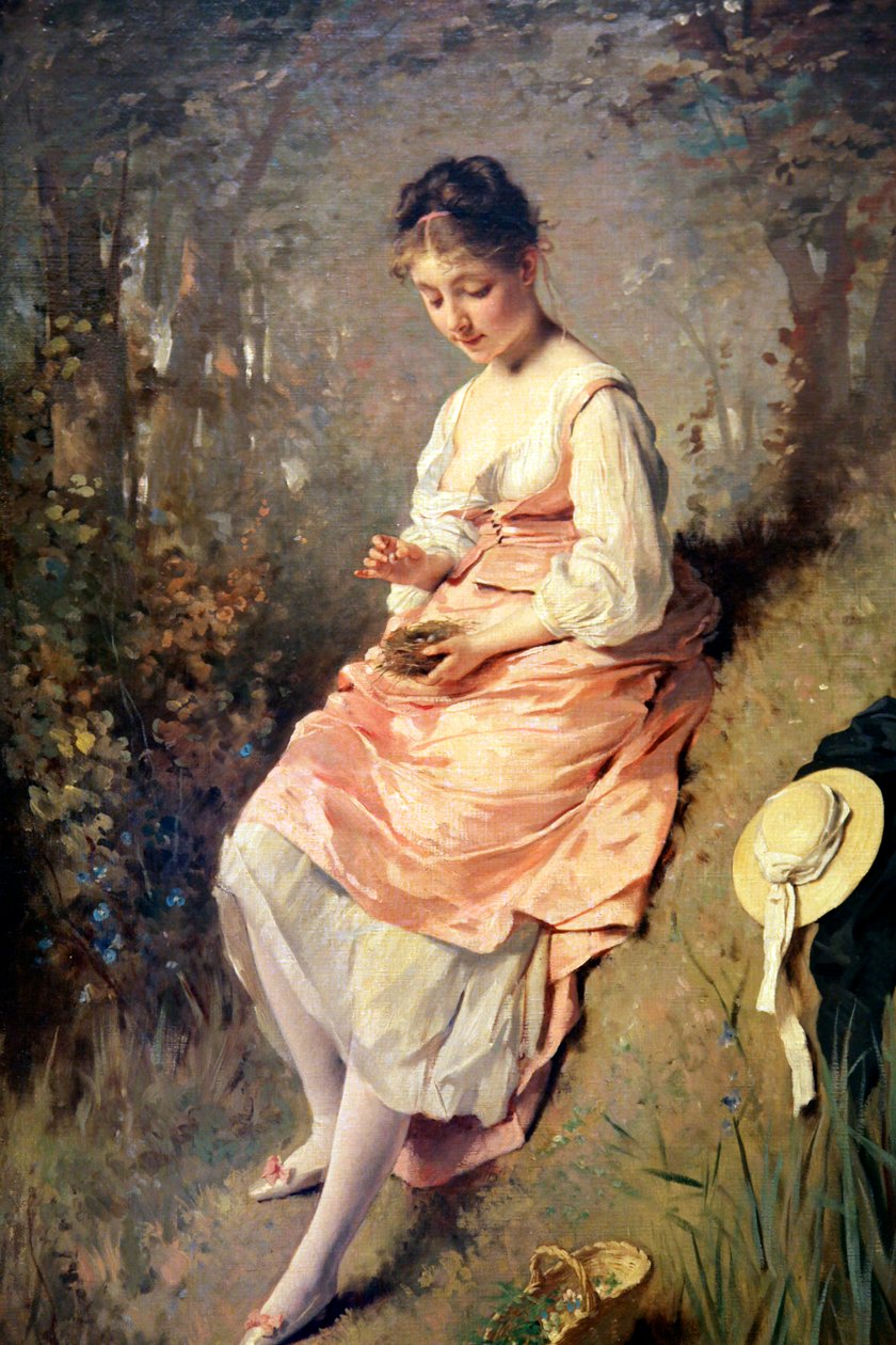 'Girl with a Birds Nest', slutten av 1860-tallet av Charles Chaplin