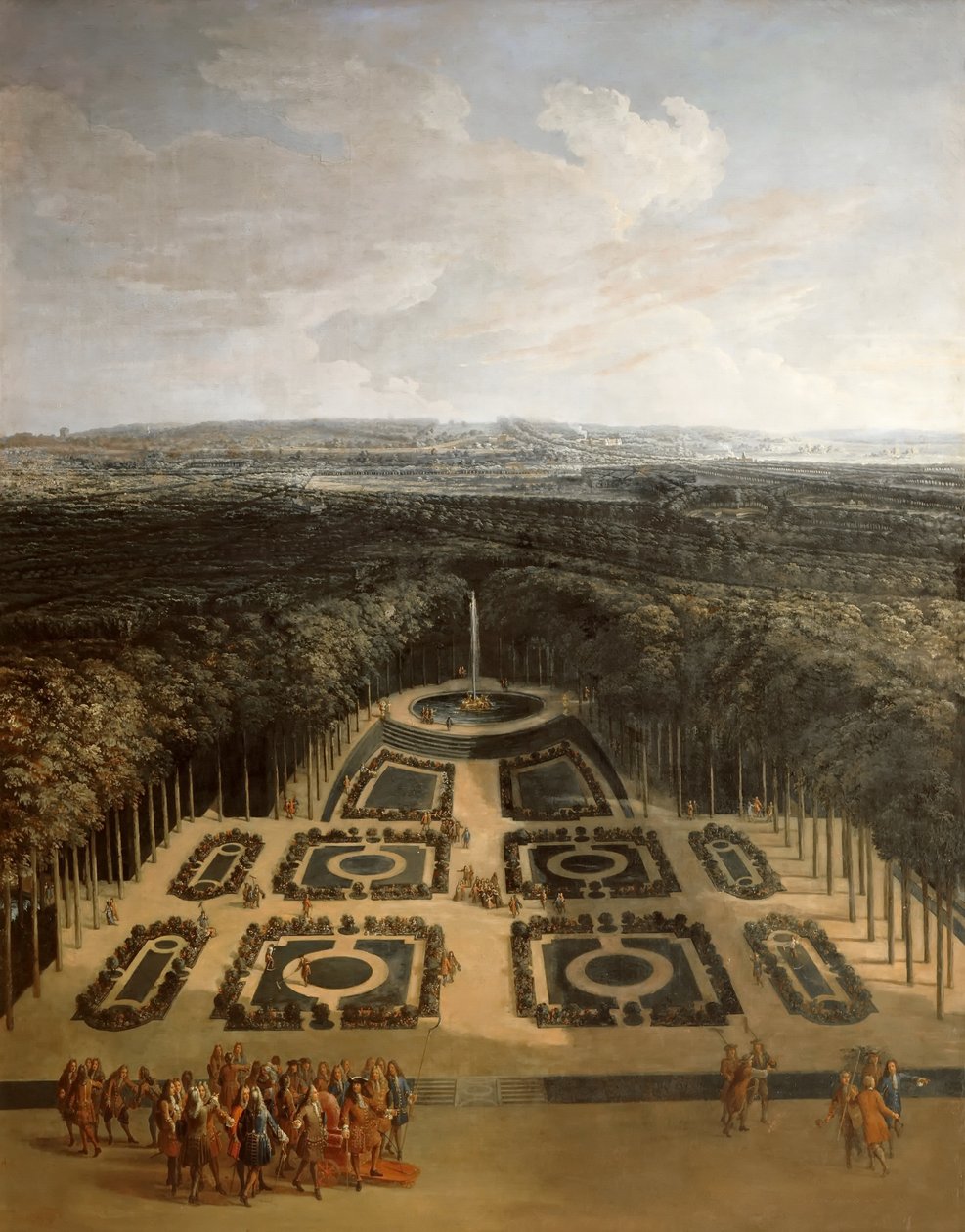 Promenade av Louis XIV i Gardens of the Grand Trianon av Charles Chastelain