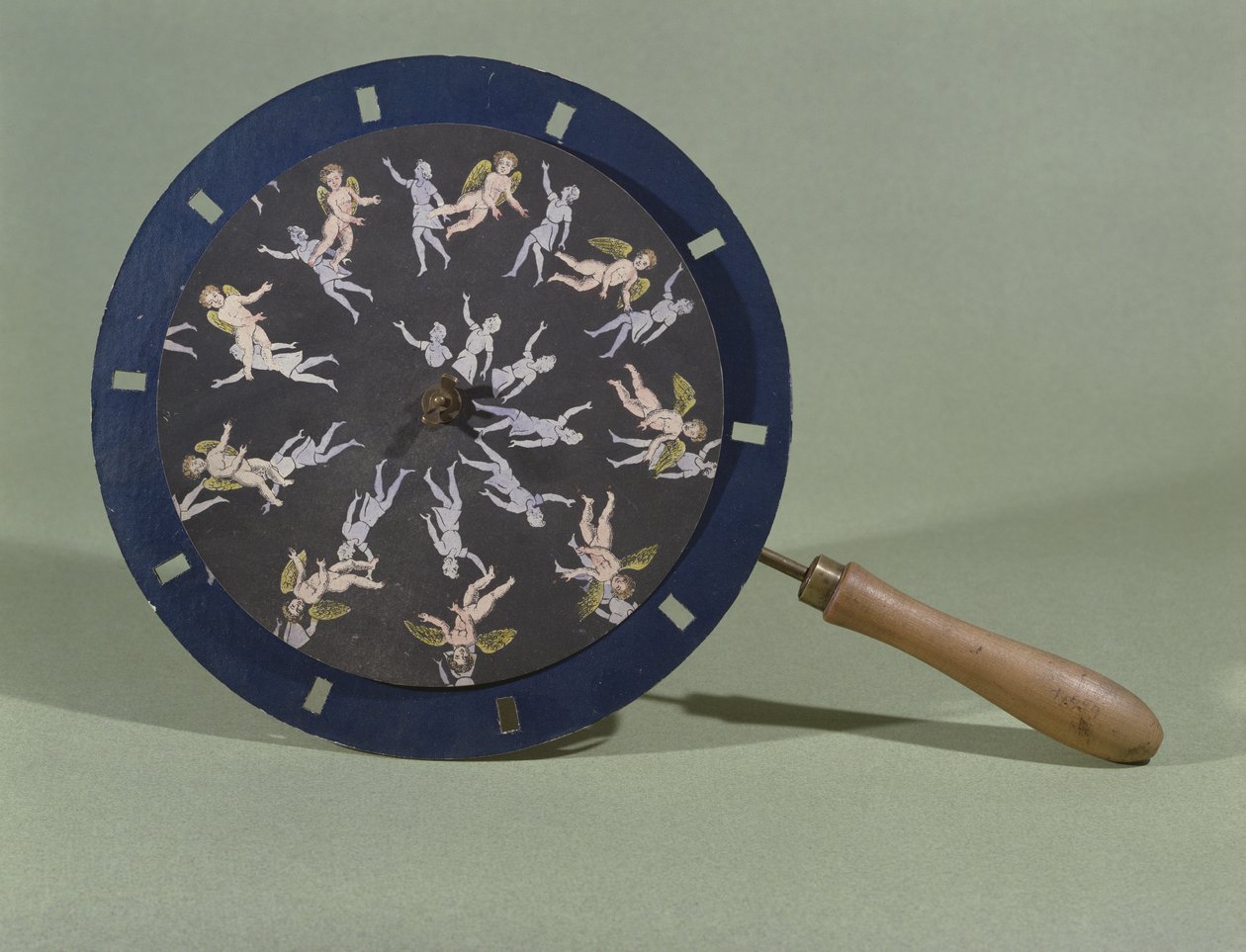 Phenakisticope med et kjerubdesignkort, 1835 av Charles Chevalier