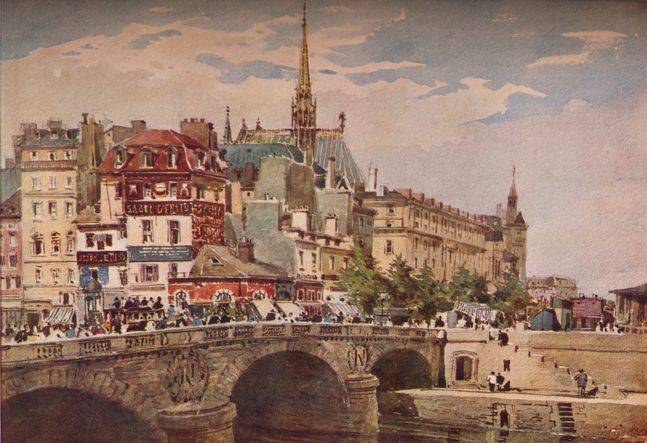 Paris fra Pont St Michel, c1846 av Charles Claude Pyne