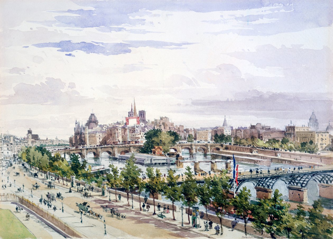Paris, fra vinduet til Salle dApollon i Louvre med utsikt mot øst, juli 1867 av Charles Claude Pyne