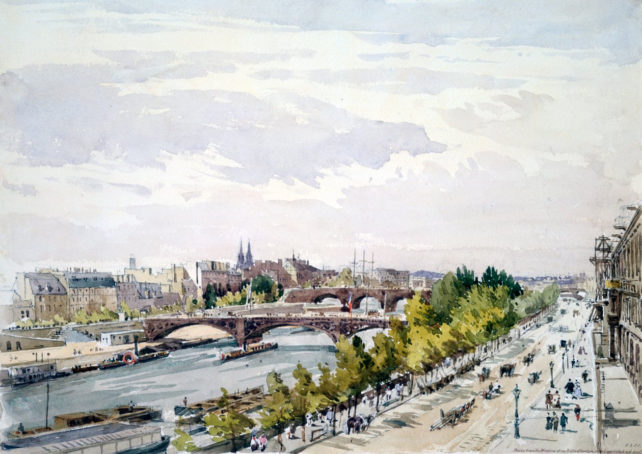 Paris, fra vinduet til Salle dApollon i Louvre mot vest, juli 1867 av Charles Claude Pyne