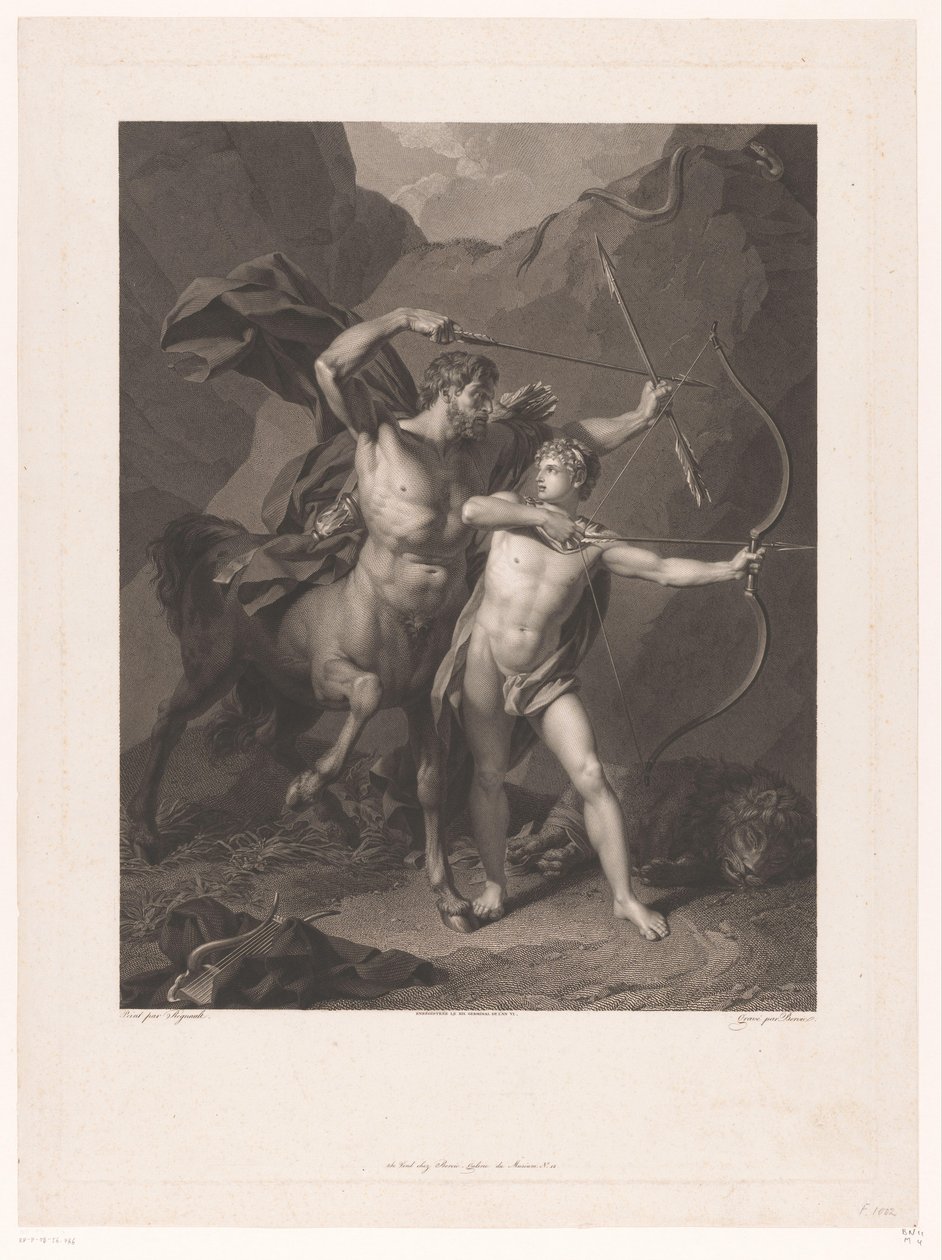 Chiron lærer Achilles bueskyting av Charles Clément Bervic