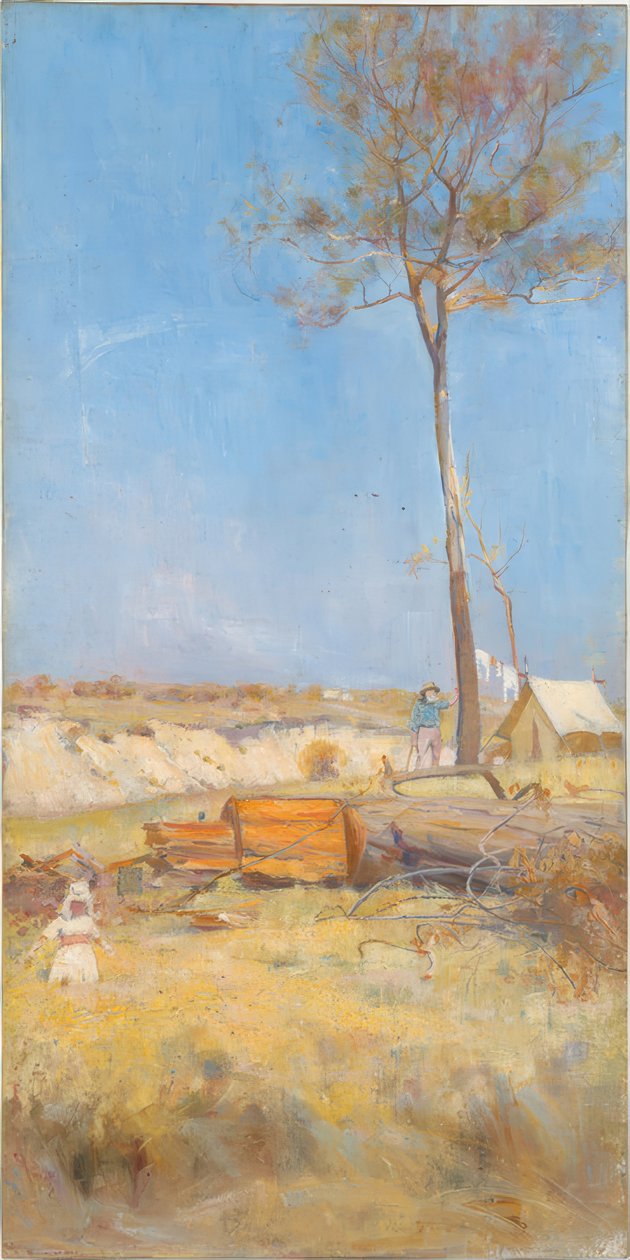 Under en sørlig sol (tømmerkløyverleir) av Charles Edward Conder