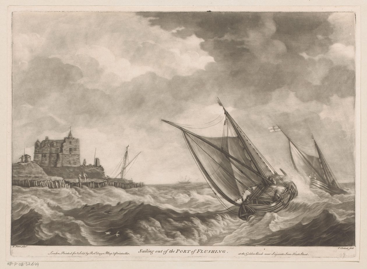 Seilbåter går fra havnen i Vlissingen Seiler ut av Port of Flushing (tittel på objekt) av Charles Corbutt