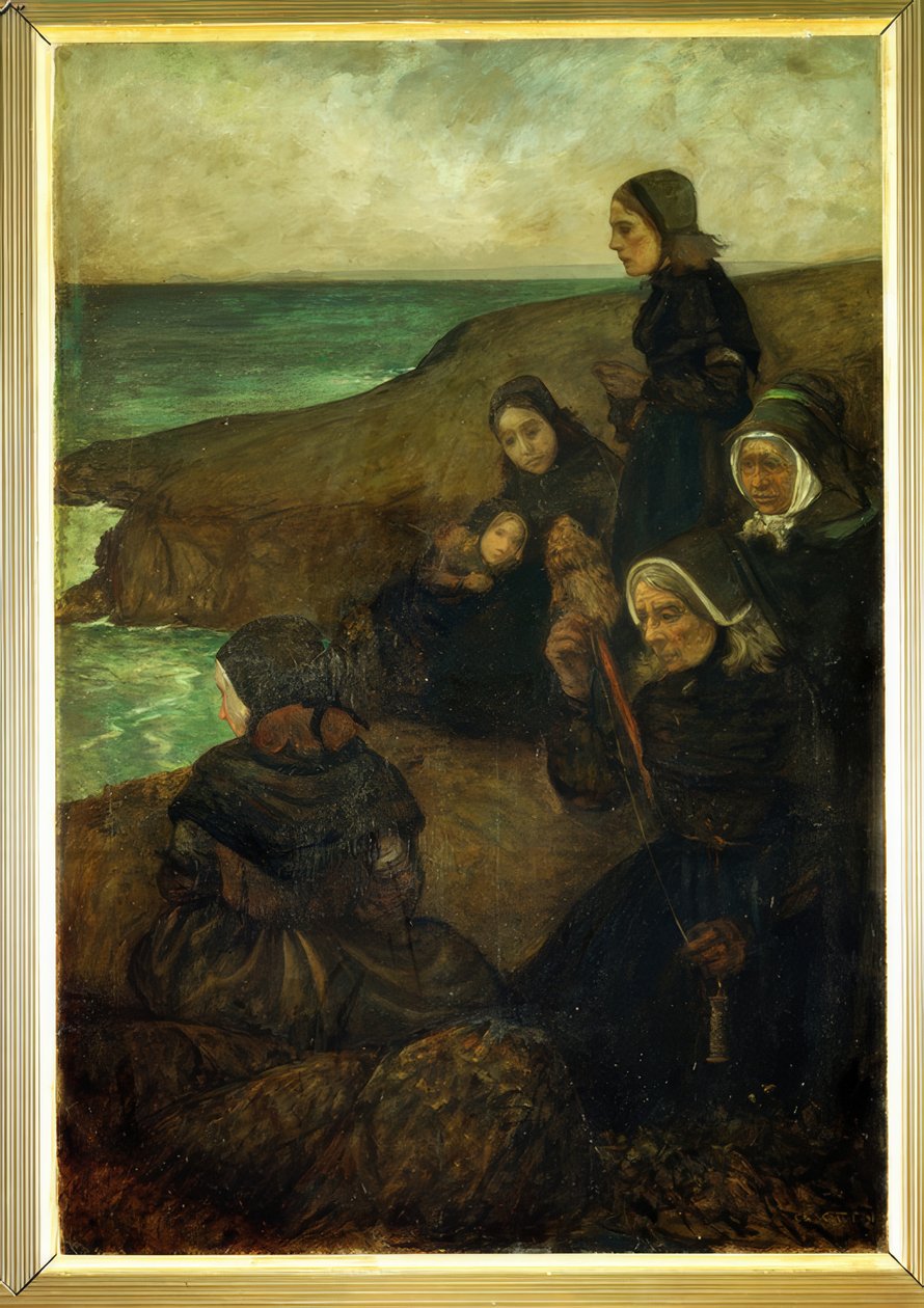 Au Pays de la Mer – Havets land – triptyk, høyre panel: De som blir igjen av Charles Cottet