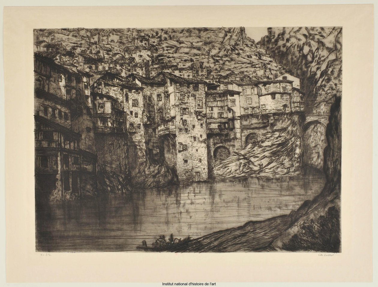 Pont-en-Royans (stor plate) (prøvetrykk a) av Charles Cottet