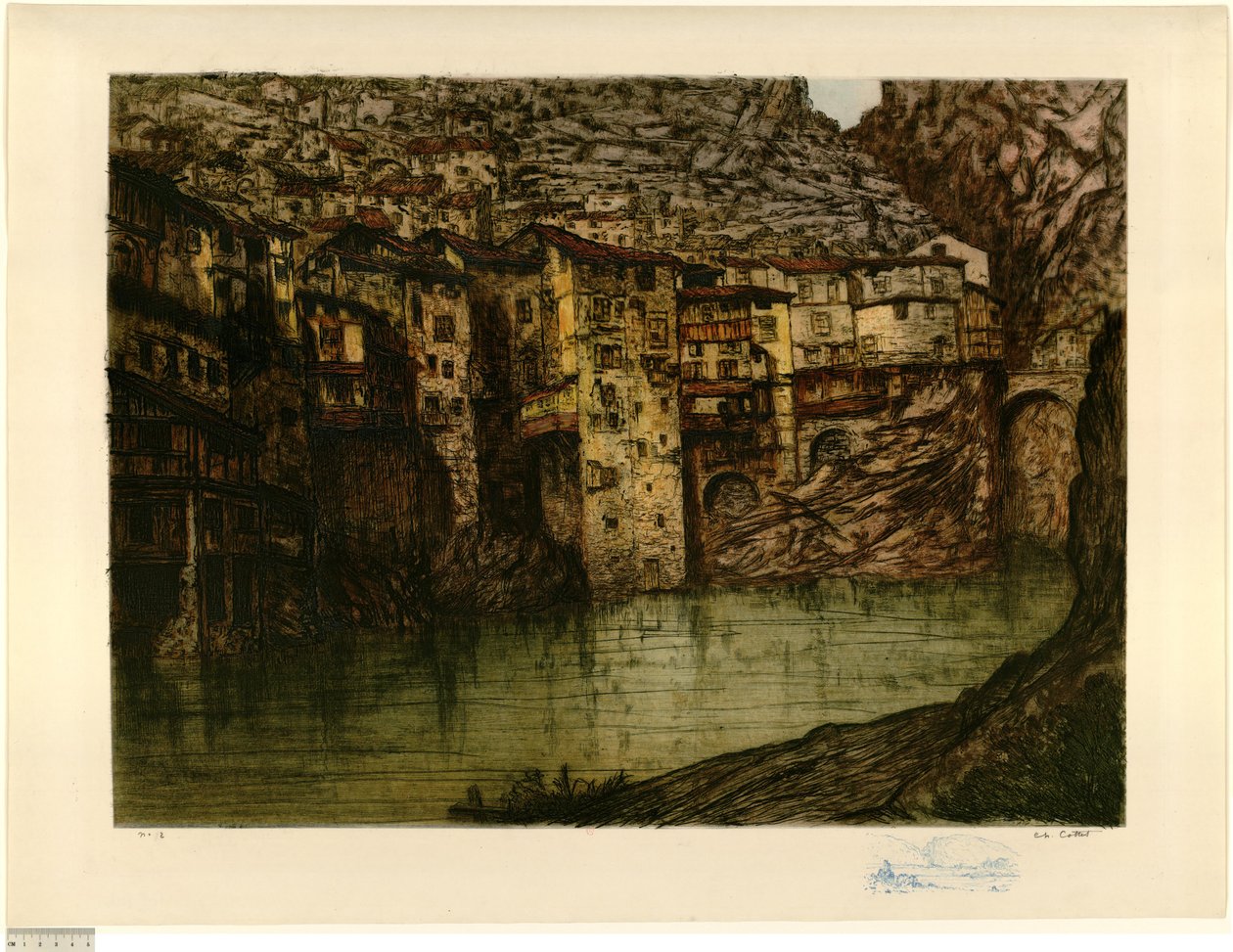 Pont-en-Royans (stor plate) (trykk b) av Charles Cottet