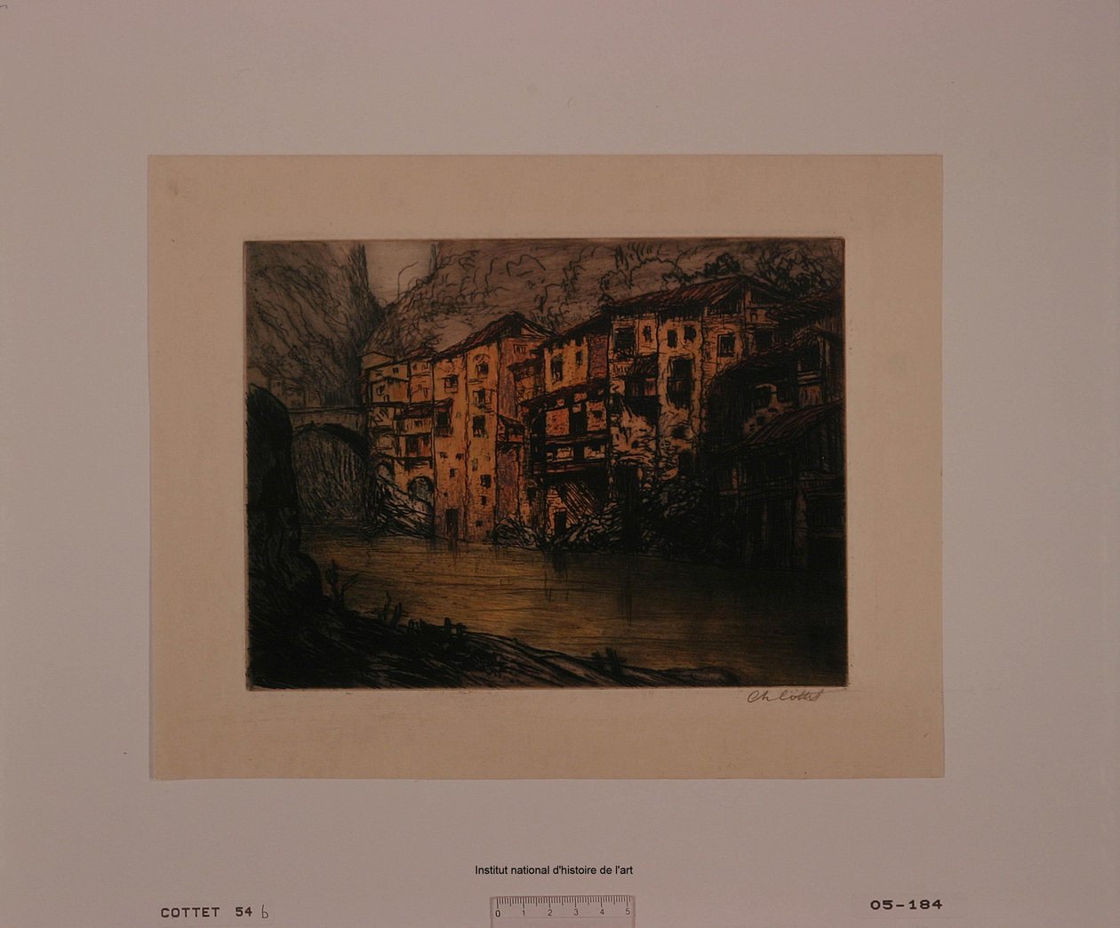 Pont-en-Royans (liten plate) (prøvetrykk b) av Charles Cottet