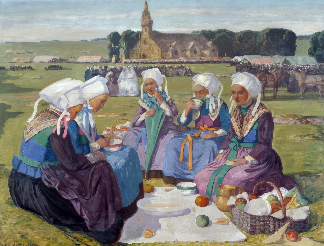 Kvinner fra Plougastel ved Pardon de Saint Anne-La-Palud av Charles Cottet