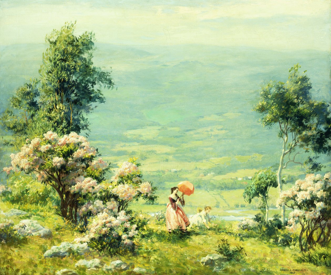 Rosa parasoll av Charles Courtney Curran