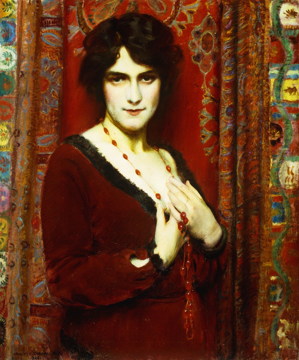 The Cornelian Necklace (Portrett av frøken R) av Charles Courtney Curran