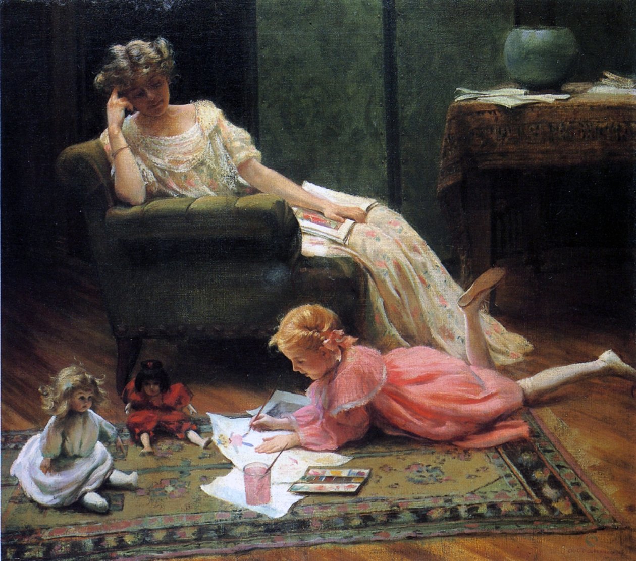 Ser på barnets lek, 1909 av Charles Courtney Curran