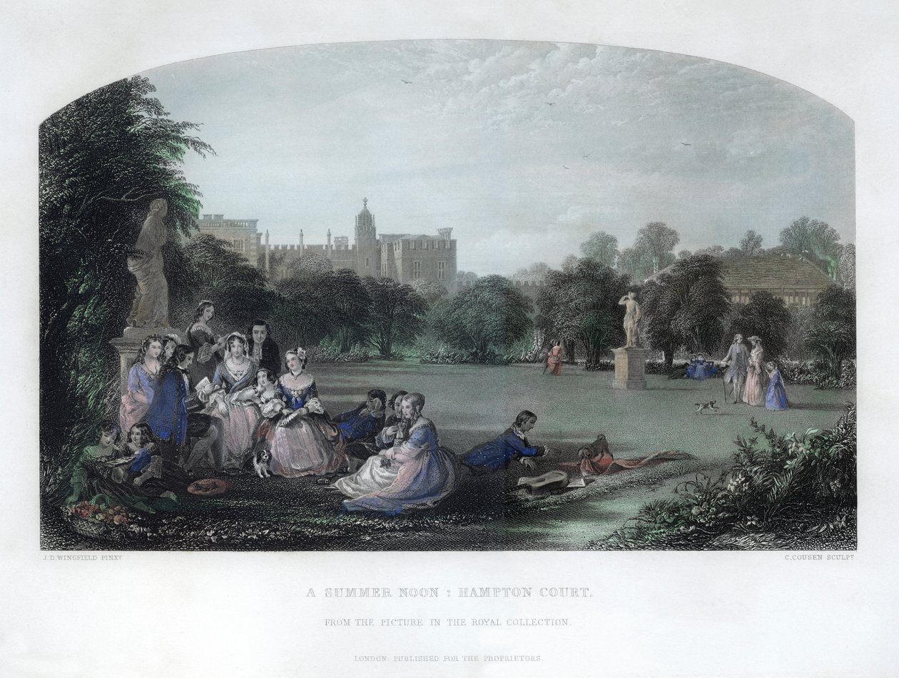 A Summer Noon: Hampton Court, 1800-tallet av Charles Cousen