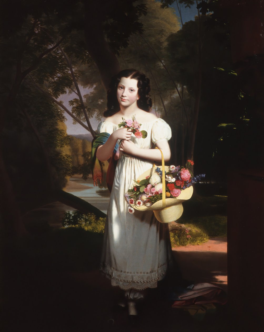 Liten jente med blomster Amelia Palmer, ca. 1830. av Charles Cromwell Ingham