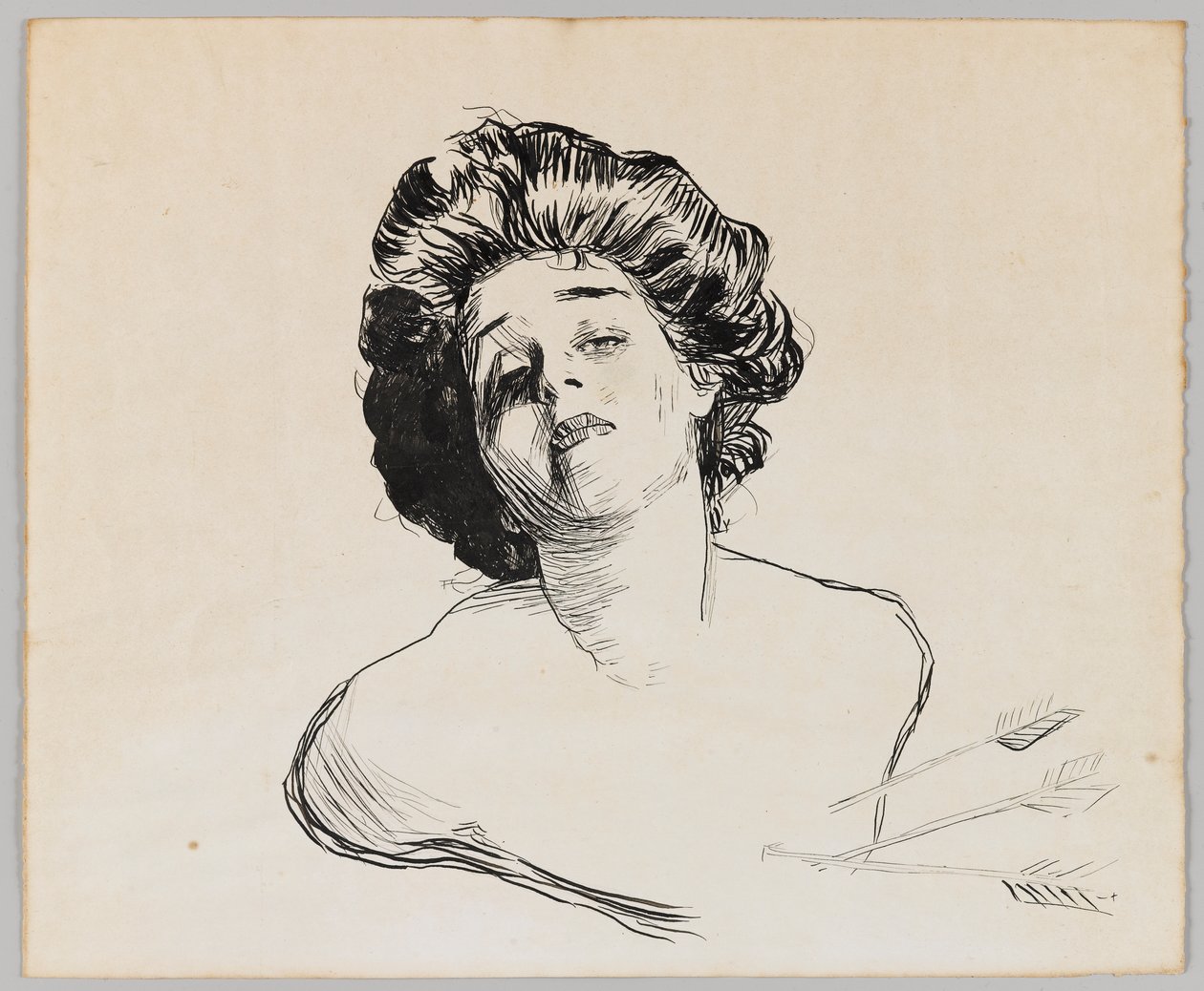 Portrett av en jente (svart blekk på krempapir) av Charles Dana Gibson