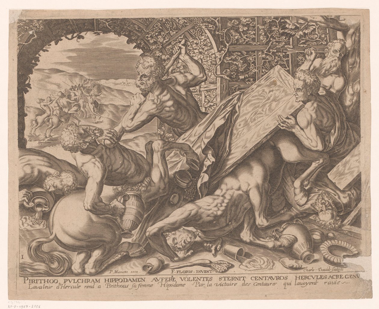 Herkules dreper kentauren Eurytion Labours of Hercules etter Frans Floris (serietittel) av Charles David