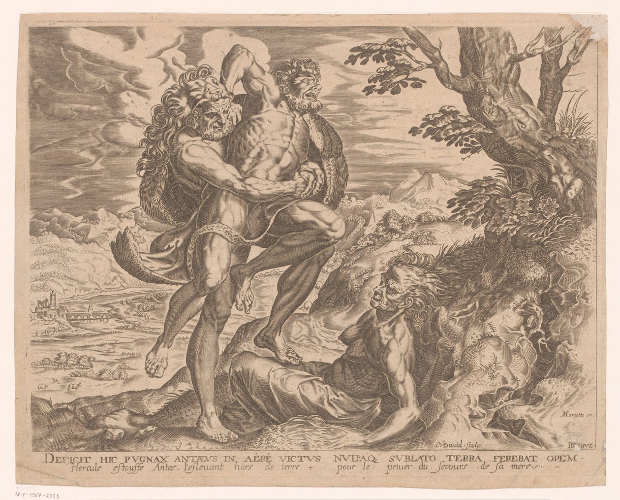 Hercules bryter med Antaeus Labours of Hercules etter Frans Floris (serietittel) av Charles David