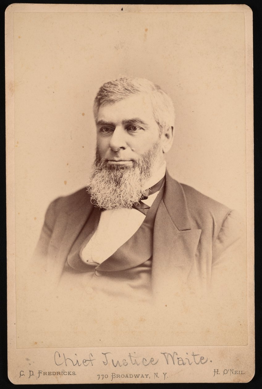 Portrett av Morrison Remick Mott Waite 1816-1888, før 1888 av Charles De Forest Fredricks